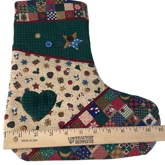 Homemade Primitive Country Christmas Stocking Patchwork Cottagecore Rustic - Picture 3 of 7
